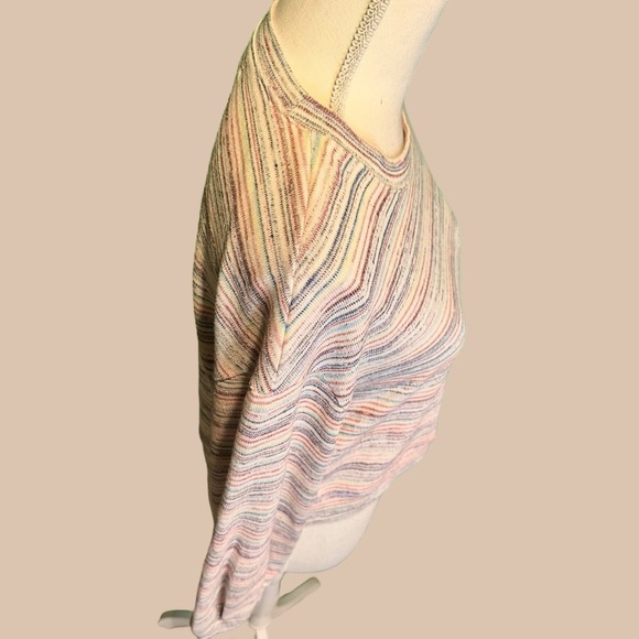 Madewell ‘Bubble-Sleeve Crop Top’ Sweatshirt in “Rainbow Stripe” Size Small - Picture 15 of 16